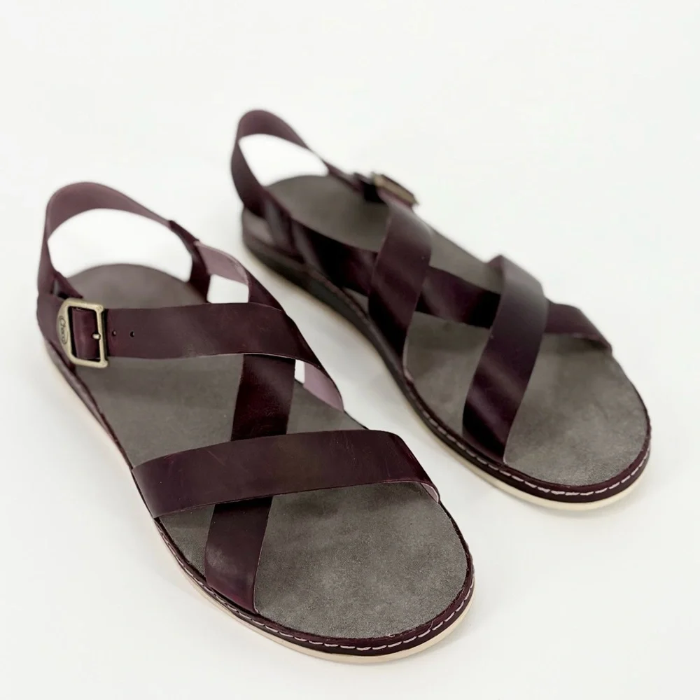 Chaco Leather Wayfarer Classic Z Sandal in Fig - Picture 3 of 15